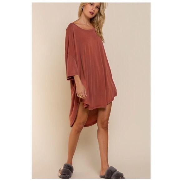 𝅺high Low Tunic In Brick - Picture 4 of 10